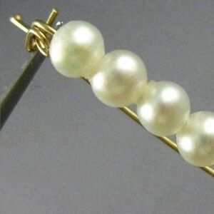 Estate vintage real 14k gold and South Sea 4 pearl brooch